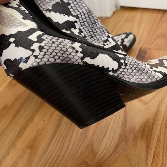 Zara Black and White Snake Print Ankle Boots - Picture 8 of 11